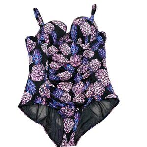Torrid Womens Pineapple Lilac Purple Print One-Piece Swimsuit 3S